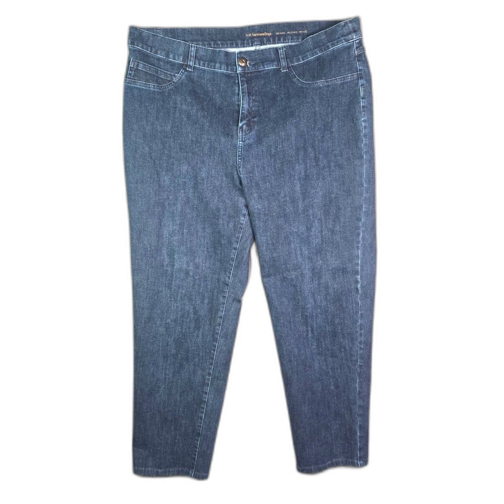 Soft Surroundings Jeans Blue 18W Straight Leg Stretch Mid Rise Denim